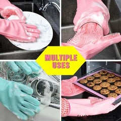 Magic Silicone Gloves for Dishwashing & Washroom cleaning